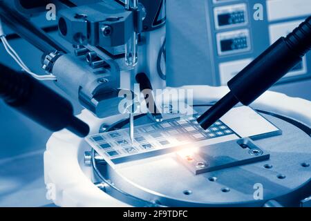 automatic machinery for soldering electronic components. soldering iron tips of robotic system for automatic point soldering for printed and assembly Stock Photo