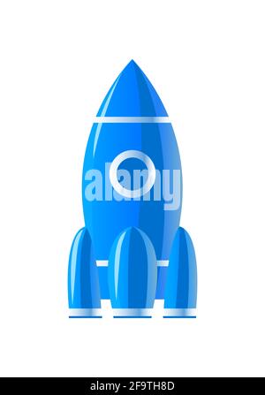 A space rocket with a window with a white background. Cartoon vector illustration. Stock Vector