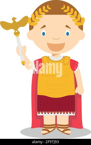 Emperor Augustus cartoon character. Vector Illustration. Kids History Collection. Stock Vector