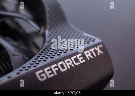 Geforce RTX 3080 Nvidia GPU graphics card detail Stock Photo