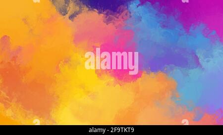 Abstract colorful oil painting background with brush strokes. Full frame digital oil painting on canvas, bright and vibrant colors. 4k resolution. Stock Photo