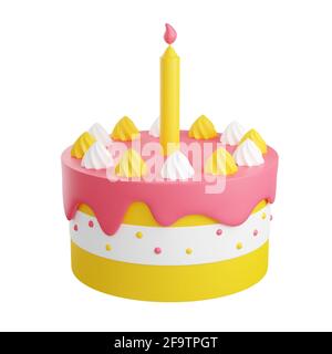 3d render illustration Happy Birthday isolated on white background ...