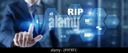 RIP Routing Information Protocol. Technology networks cocept 2021. Stock Photo