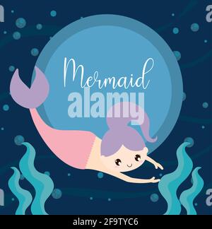 cute mermaid card Stock Vector