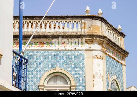 Local architectural decoration in Lagos, an historic town and popular tourist destination in the Algarve, south-west Portugal, in summer Stock Photo