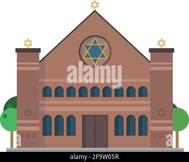 Cute cartoon vector illustration of a Synagogue Stock Vector