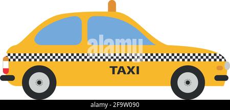 Cute cartoon vector illustration of a taxi cab Stock Vector
