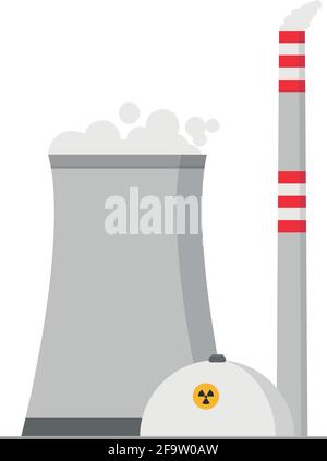 Cute cartoon vector illustration of a nuclear power plant Stock Vector