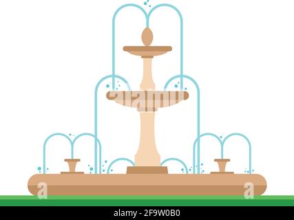 Cute cartoon vector illustration of a fountain in the park Stock Vector