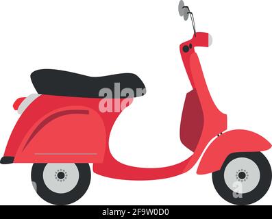 Cute cartoon vector illustration of a red motorcycle Stock Vector