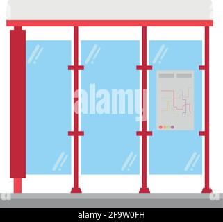 Cute cartoon vector illustration of a bus or tram stop Stock Vector
