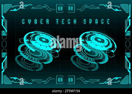 Futuristic HUD background illustration with HUD elements. Stock Vector