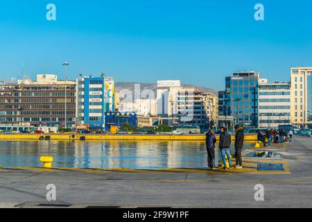 ATHENS, GREECE, DECEMBER 10, 2015: view of an abandoned pier in pireus port Stock Photo