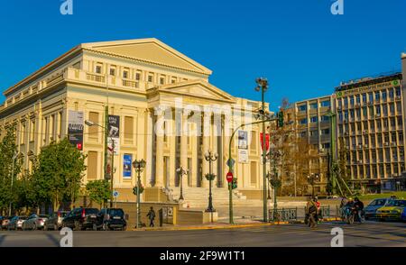 ATHENS, GREECE, DECEMBER 10, 2015: The building of the Municipal Theatre of Piraeus. Stock Photo