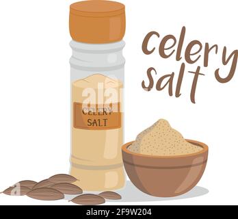 Vector celery salt illustration isolated in cartoon style. Herbs and Species Series Stock Vector