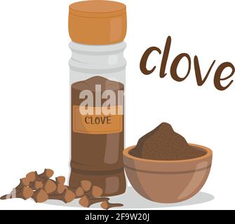 Vector clove illustration isolated in cartoon style. Herbs and Species Series Stock Vector