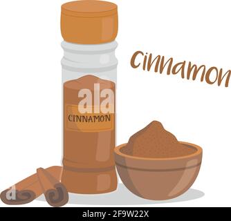 Vector cinnamon illustration isolated in cartoon style. Herbs and Species Series Stock Vector