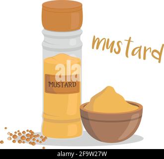 Vector mustard illustration isolated in cartoon style. Herbs and Species Series Stock Vector
