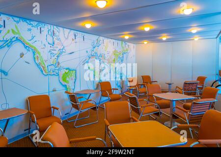 FRIEDRICHSHAFEN, GERMANY, JULY 24, 2016: Reconstructed interior of an airship cabin in the zeppelin museum in friedrichshafen, Germany. Stock Photo