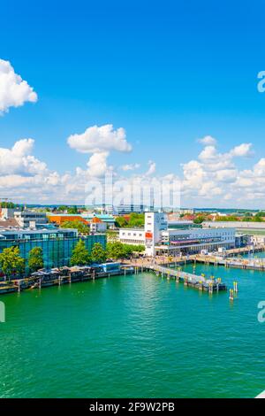 FRIEDRICHSHAFEN, GERMANY, JULY 24, 2016: Aerial view of the zeppelin museum in friedrichshafen, Germany. Stock Photo