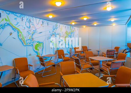 FRIEDRICHSHAFEN, GERMANY, JULY 24, 2016: Reconstructed interior of an airship cabin in the zeppelin museum in friedrichshafen, Germany. Stock Photo