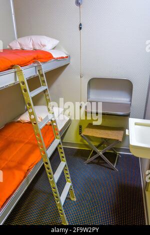 FRIEDRICHSHAFEN, GERMANY, JULY 24, 2016: Reconstructed interior of an airship cabin in the zeppelin museum in friedrichshafen, Germany. Stock Photo