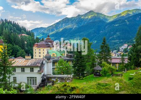 BAD GASTEIN, AUSTRIA, JULY 29, 2016: View of hotels in the austrian spa and ski resort bad gastein. Stock Photo