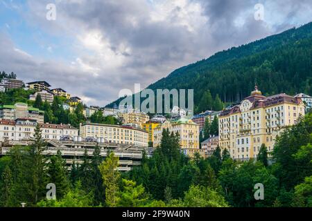 BAD GASTEIN, AUSTRIA, JULY 29, 2016: View of hotels in the austrian spa and ski resort bad gastein. Stock Photo