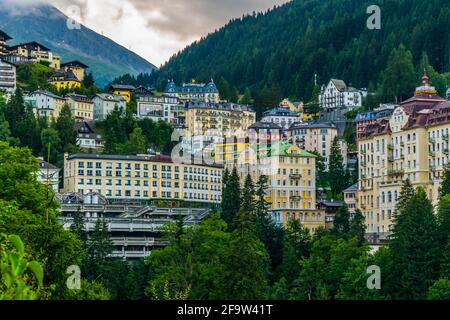 BAD GASTEIN, AUSTRIA, JULY 29, 2016: View of hotels in the austrian spa and ski resort bad gastein. Stock Photo