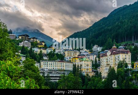 BAD GASTEIN, AUSTRIA, JULY 29, 2016: View of hotels in the austrian spa and ski resort bad gastein. Stock Photo