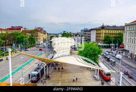 VIENNA, AUSTRIA, JUNE 08, 2015: the Vienna City Library on the Urban-Loritz-Platz. The new Library and the new design of Urban-Loritz-Square were impl Stock Photo
