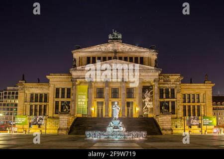 BERLIN, GERMANY, MARCH 12, 2015: night view of konzerthaus in berlin Stock Photo