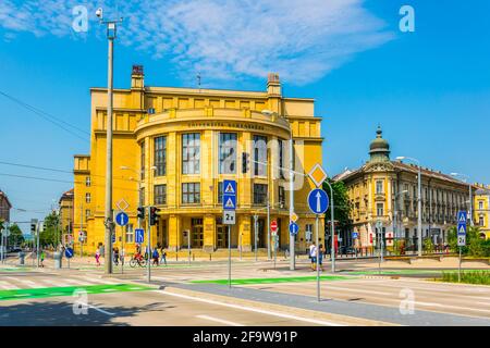 BRATISLAVA, SLOVAKIA, MAY 28, 2016: people are strolling in front of the comenius university in Bratislava, Slovakia Stock Photo