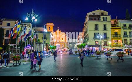 SORRENTO, ITALY, JUNE , 2014: People are enjoying night in the streets of italian city sorrento. Stock Photo