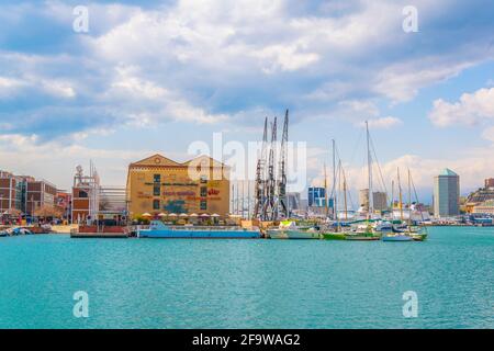 GENOA, ITALY, MARCH 13, 2016: panoramatic view of the port of genoa Stock Photo