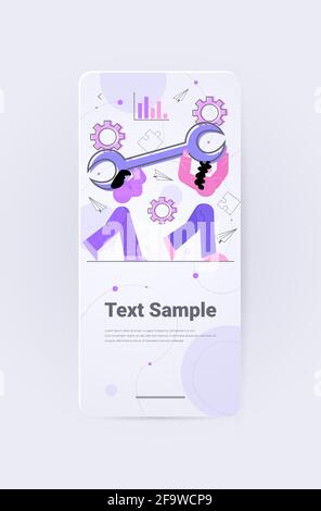 developers team carrying wrench programmers creating website ui web development program software optimization Stock Vector