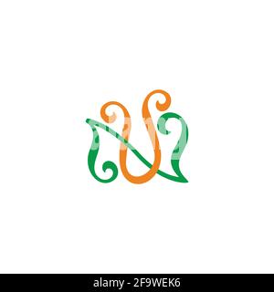 letter nu simple linked colorful curves line symbol vector Stock Vector