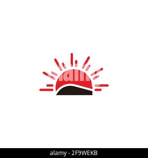 sun rays land simple geometric japan design logo vector Stock Vector