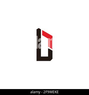 square window frame letter ld simple geometric logo vector Stock Vector