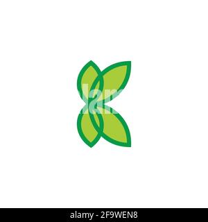 letter k geometric outline green leaf symbol vector Stock Vector