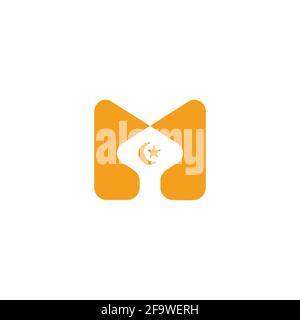 letter m mosque moon star simple icon symbol vector Stock Vector