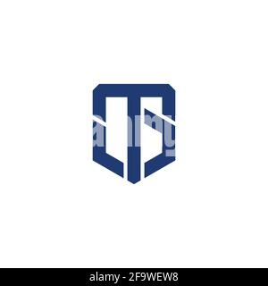 letter tg emblem geometric shield line logo vector Stock Vector