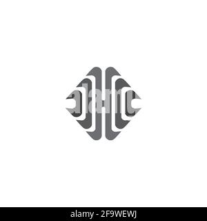 letters hc curves geometric square logo vector Stock Vector