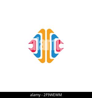 stripes curves colorful geometric elegant square logo vector Stock Vector