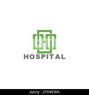 letter h plus hospital medical geometric line logo vector Stock Vector