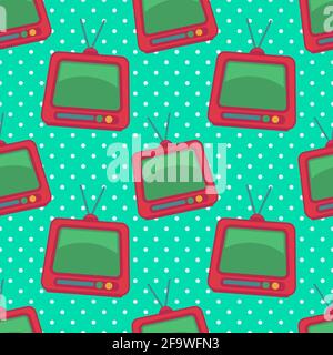 retro television seamless pattern vector illustration Stock Vector