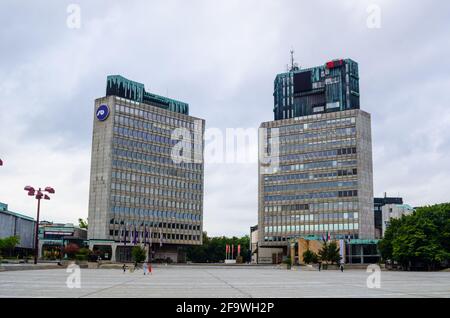 LJUBLJANA, SLOVENIA, JULY 29, 2015: view of the republic square in Ljubljana, Slovenia. Stock Photo