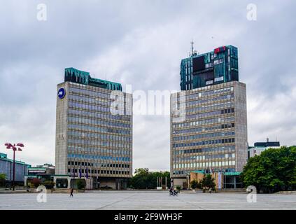 LJUBLJANA, SLOVENIA, JULY 29, 2015: view of the republic square in Ljubljana, Slovenia. Stock Photo