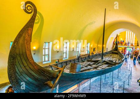 OSLO, NORWAY, AUGUST 24, 2016: Interior of the Viking ship museum in Oslo, Norway Stock Photo