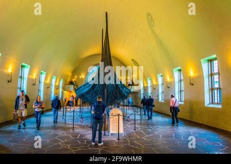 OSLO, NORWAY, AUGUST 24, 2016: Interior of the Viking ship museum in Oslo, Norway Stock Photo